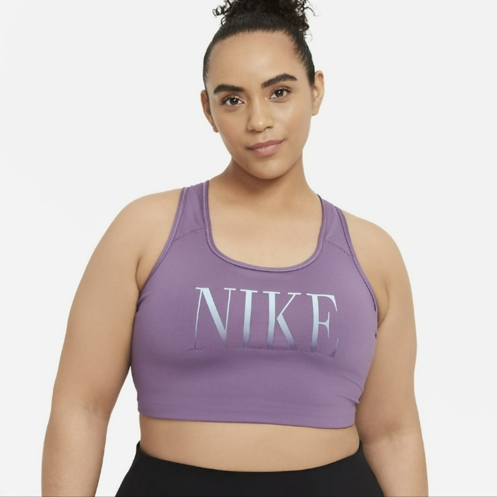 Nike Dri-FIT Swoosh Racerback Sports Bra Purple Gradient Logo 2X Activewear
